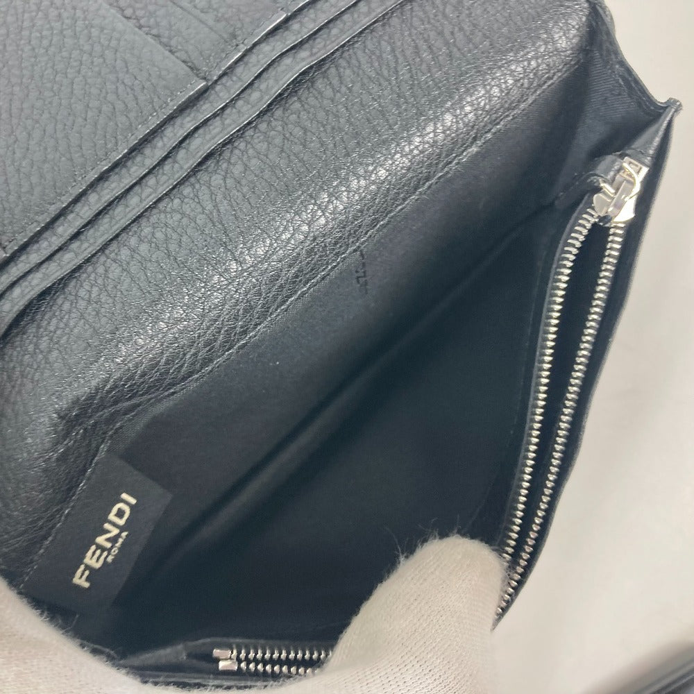FENDI Long Wallet Purse 7M0186 leather black stitch Celeria