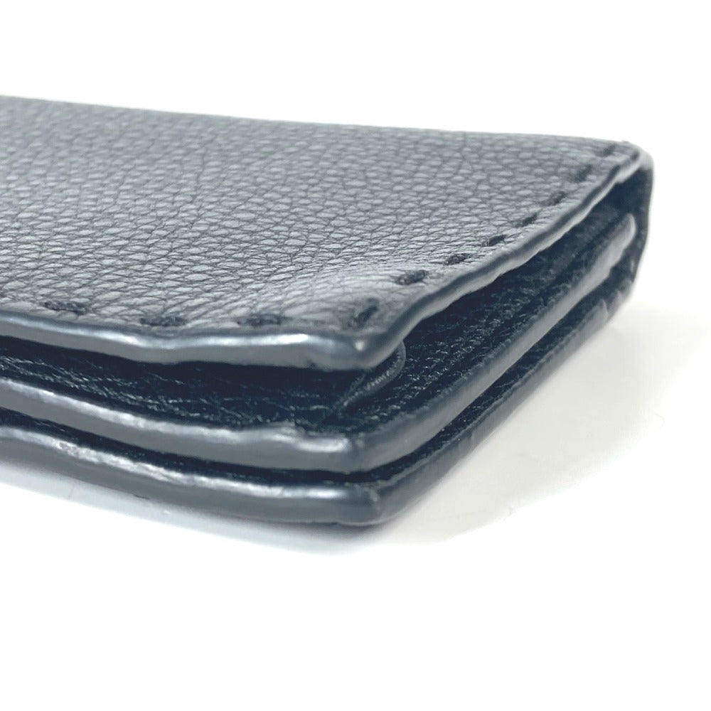 FENDI Long Wallet Purse 7M0186 leather black stitch Celeria