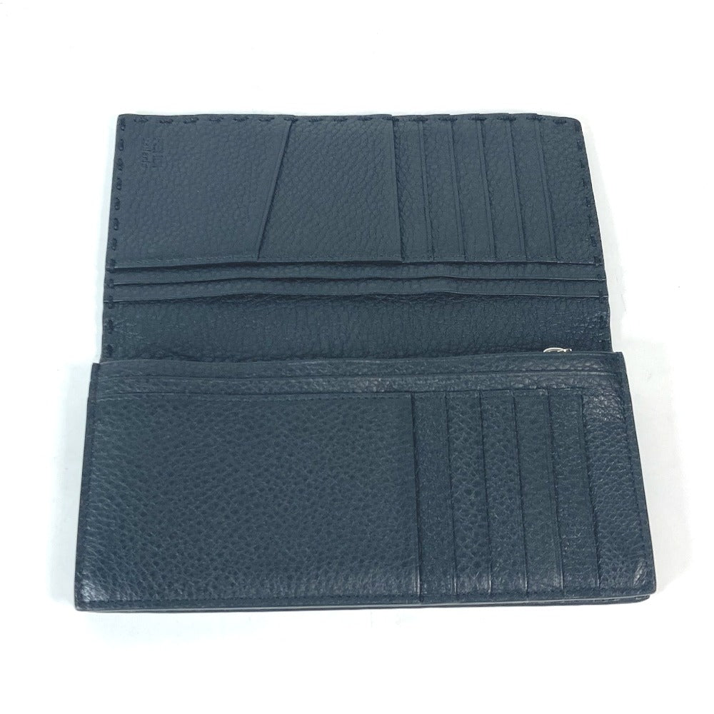 FENDI Long Wallet Purse 7M0186 leather black stitch Celeria