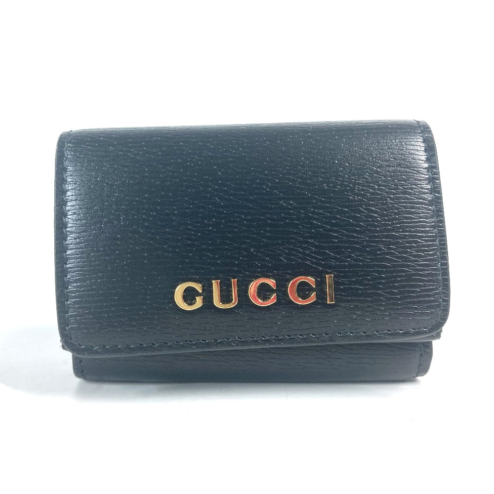 GUCCI Trifold wallet 790100 leather black logo Script Wallet