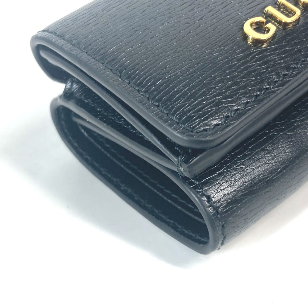 GUCCI Trifold wallet 790100 leather black logo Script Wallet