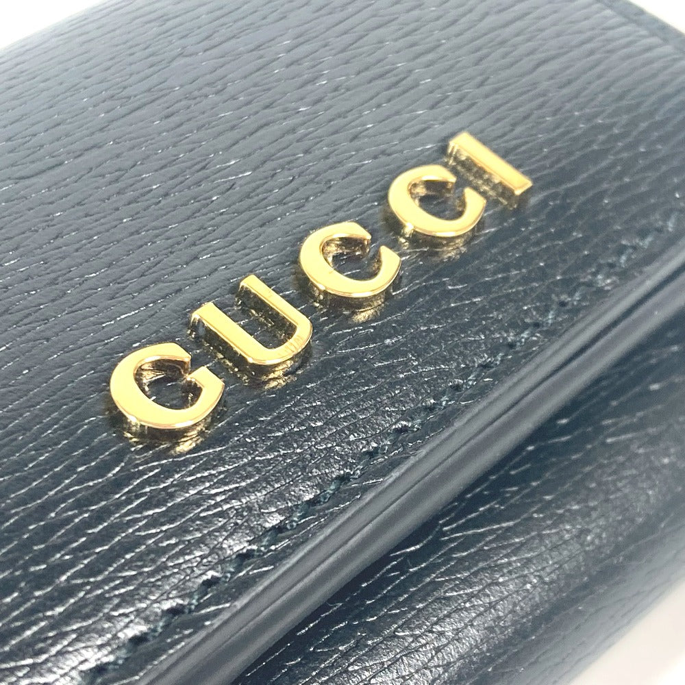 GUCCI Trifold wallet 790100 leather black logo Script Wallet