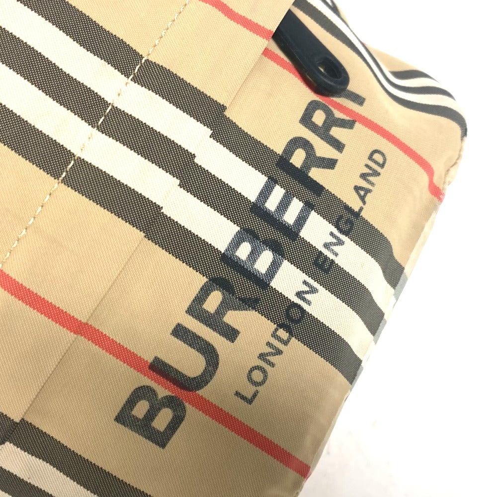 BURBERRY Pouch Nylon beige logo check drawstring bag