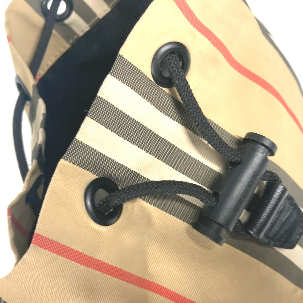 BURBERRY Pouch Nylon beige logo check drawstring bag