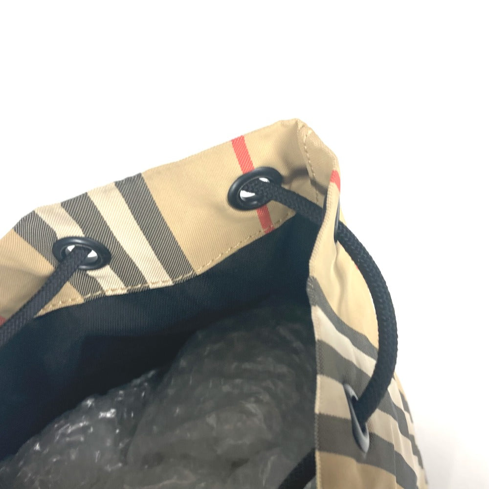BURBERRY Pouch Nylon beige logo check drawstring bag