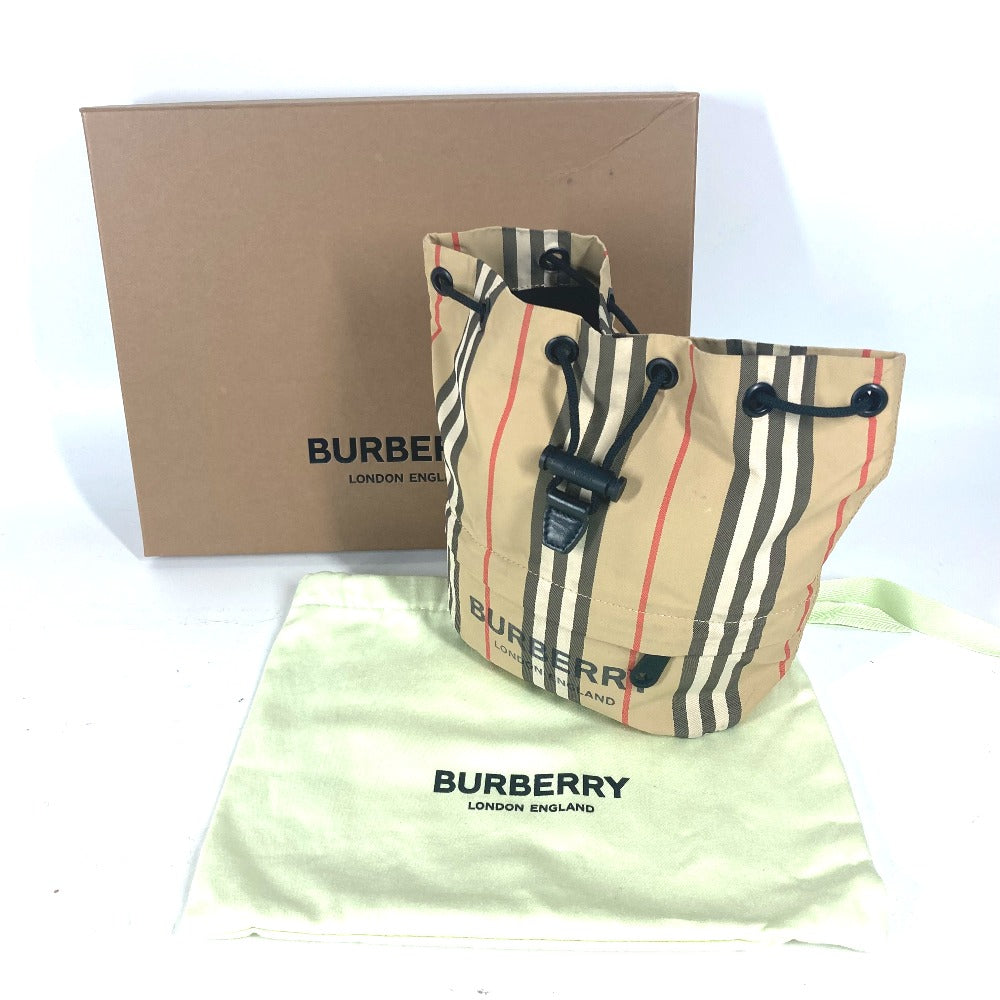 BURBERRY Pouch Nylon beige logo check drawstring bag