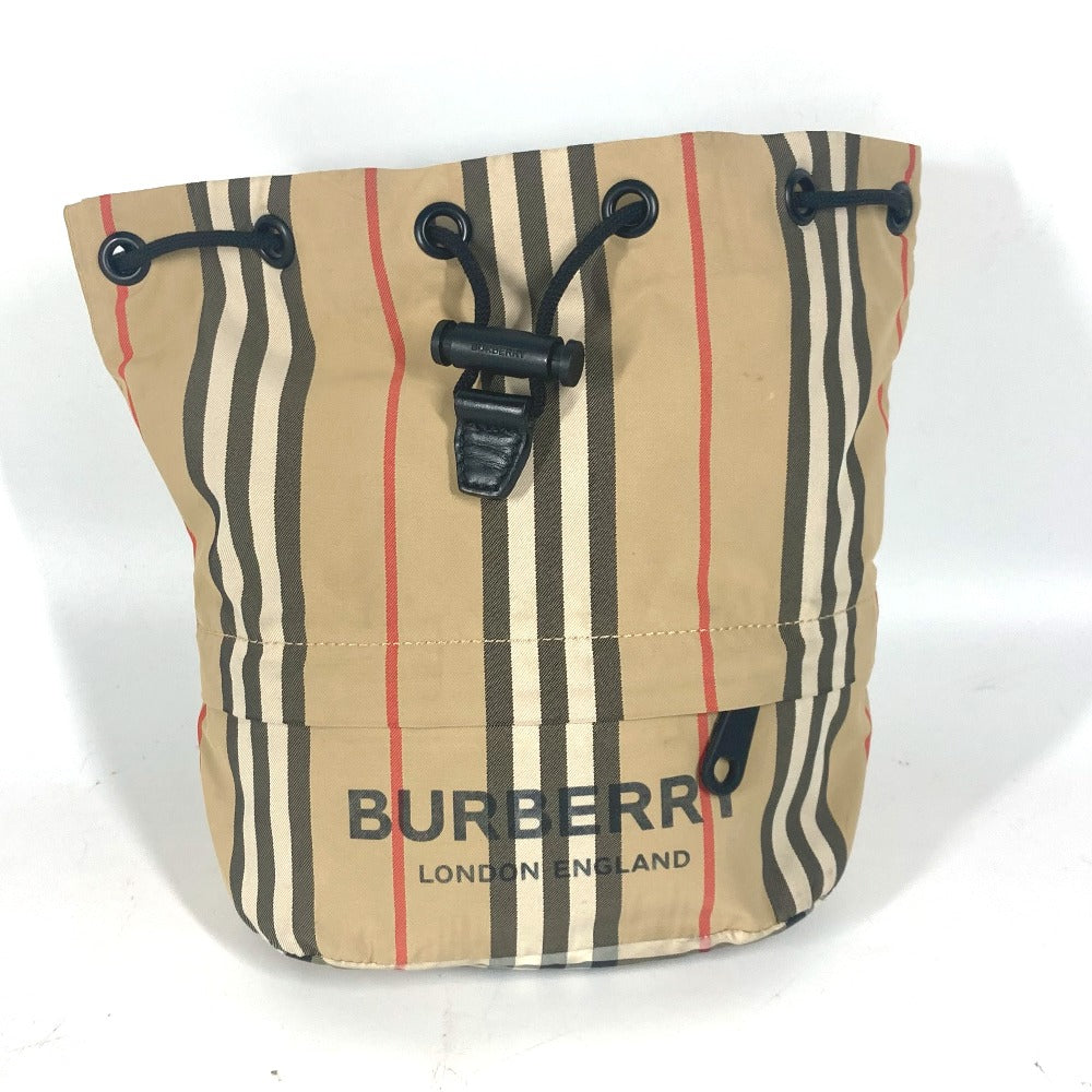 BURBERRY Pouch Nylon beige logo check drawstring bag