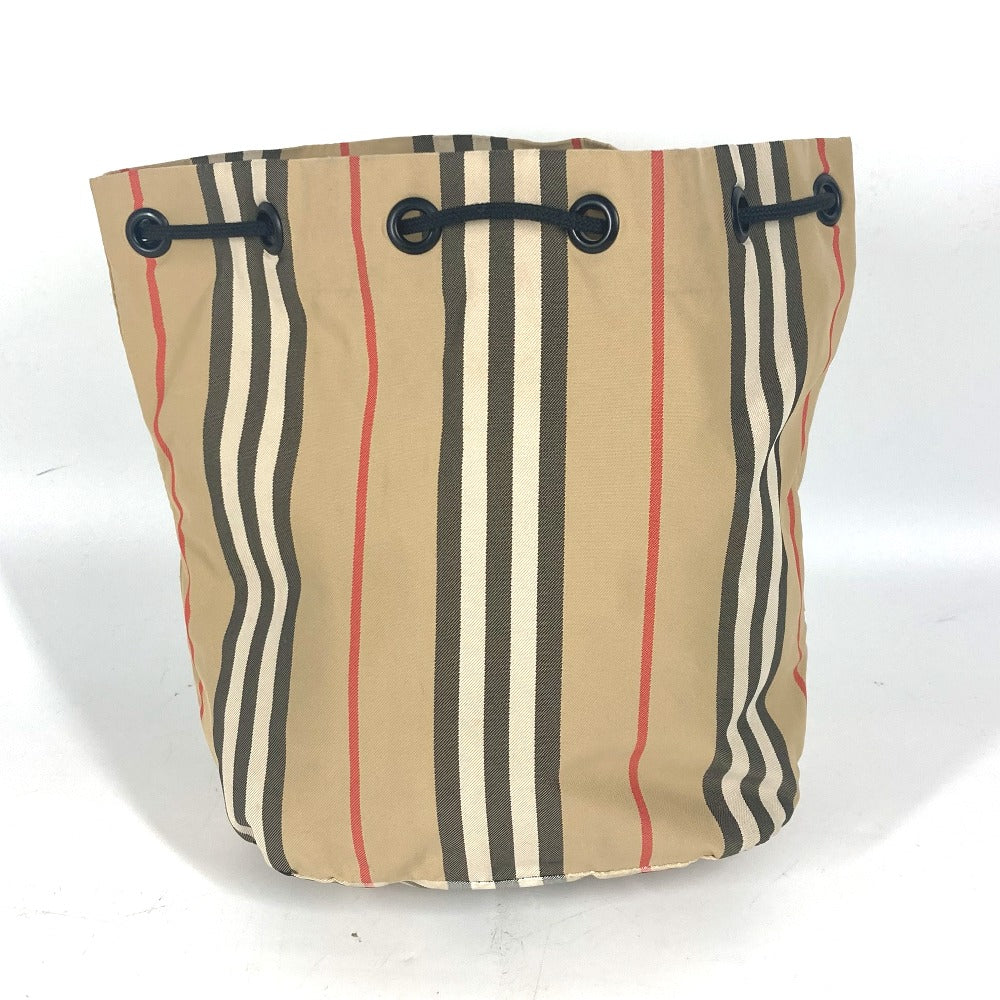 BURBERRY Pouch Nylon beige logo check drawstring bag