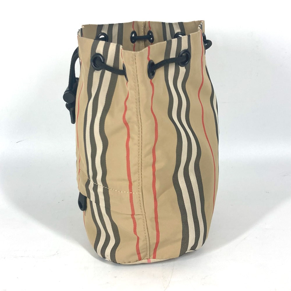 BURBERRY Pouch Nylon beige logo check drawstring bag