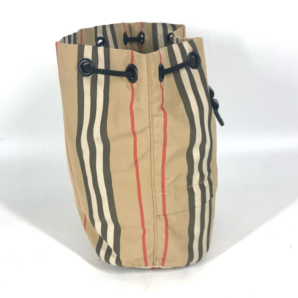 BURBERRY Pouch Nylon beige logo check drawstring bag