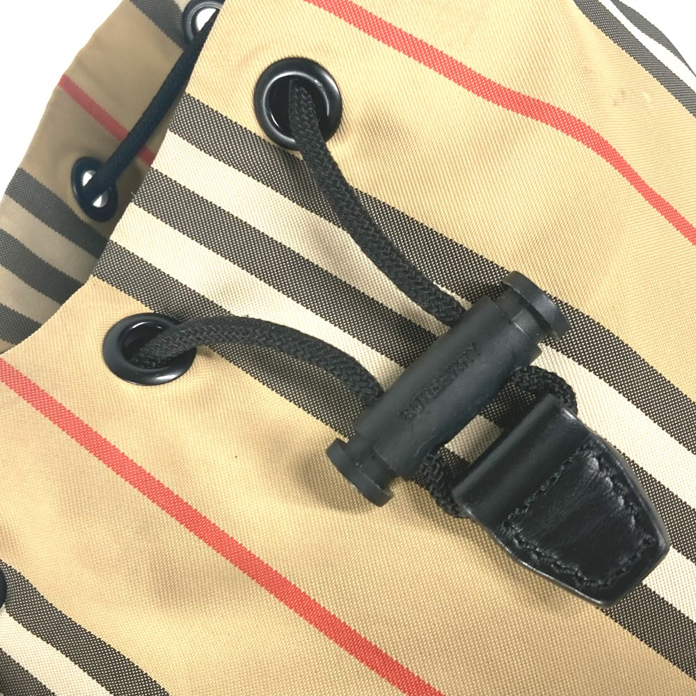 BURBERRY Pouch Nylon beige logo check drawstring bag