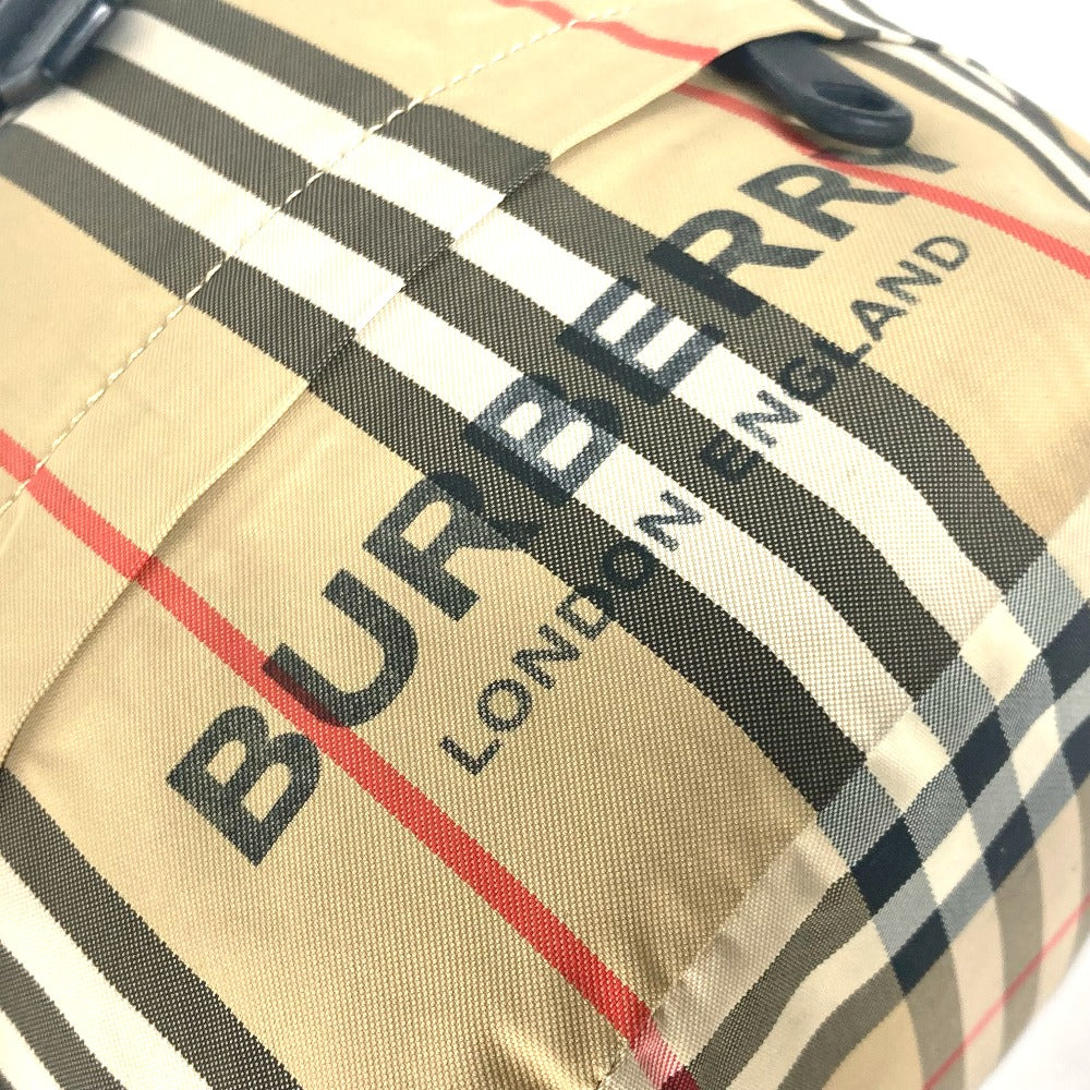 BURBERRY Pouch Nylon beige logo check drawstring bag