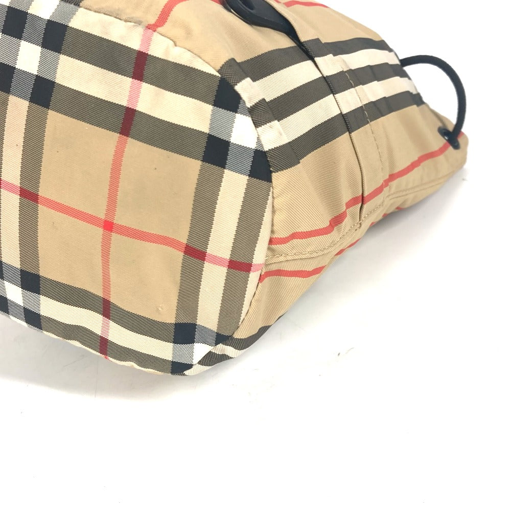 BURBERRY Pouch Nylon beige logo check drawstring bag