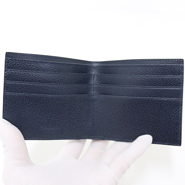 PRADA Bifold Wallet leather Navy Safiano leather