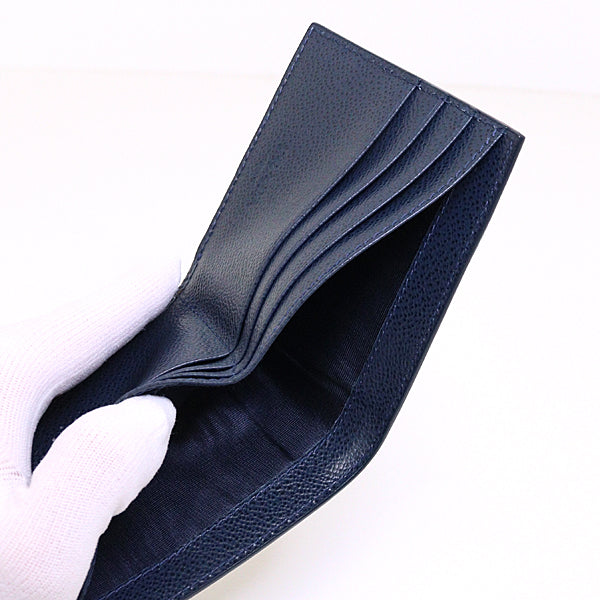 PRADA Bifold Wallet leather Navy Safiano leather