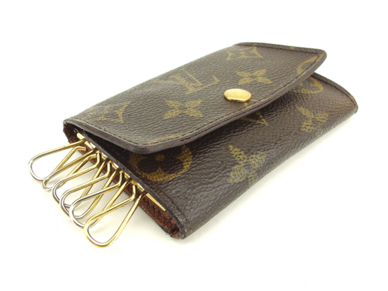 LOUIS VUITTON Key case Key holder M62630 Brown beige gold Multicles6
