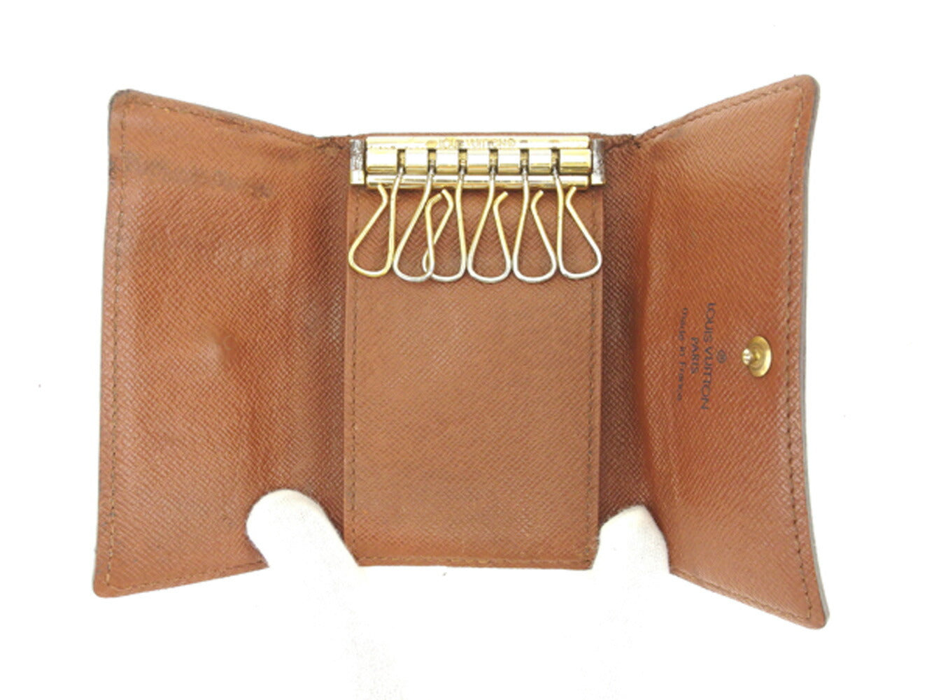 LOUIS VUITTON Key case Key holder M62630 Brown beige gold Multicles6