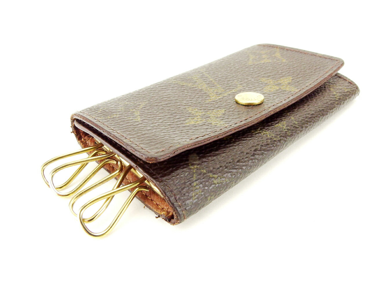 LOUIS VUITTON Key case Key holder M62631 Brown beige gold Multicles4