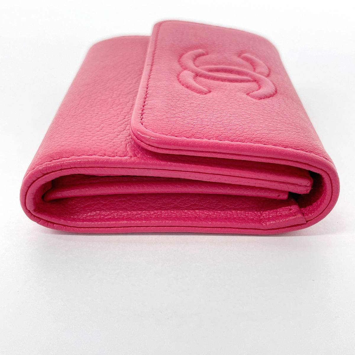 CHANEL Card Case leather pink COCO Mark Coin case Women Used Authentic