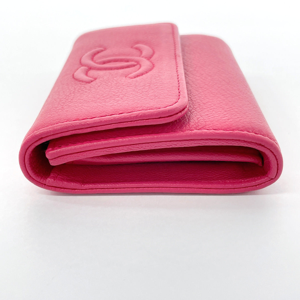 CHANEL Card Case leather pink COCO Mark Coin case Women Used Authentic