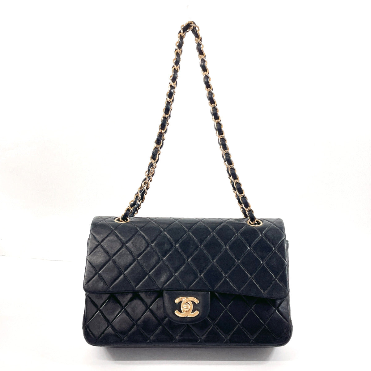 CHANEL Shoulder Bag lambskin black ChainShoulder Matrasse