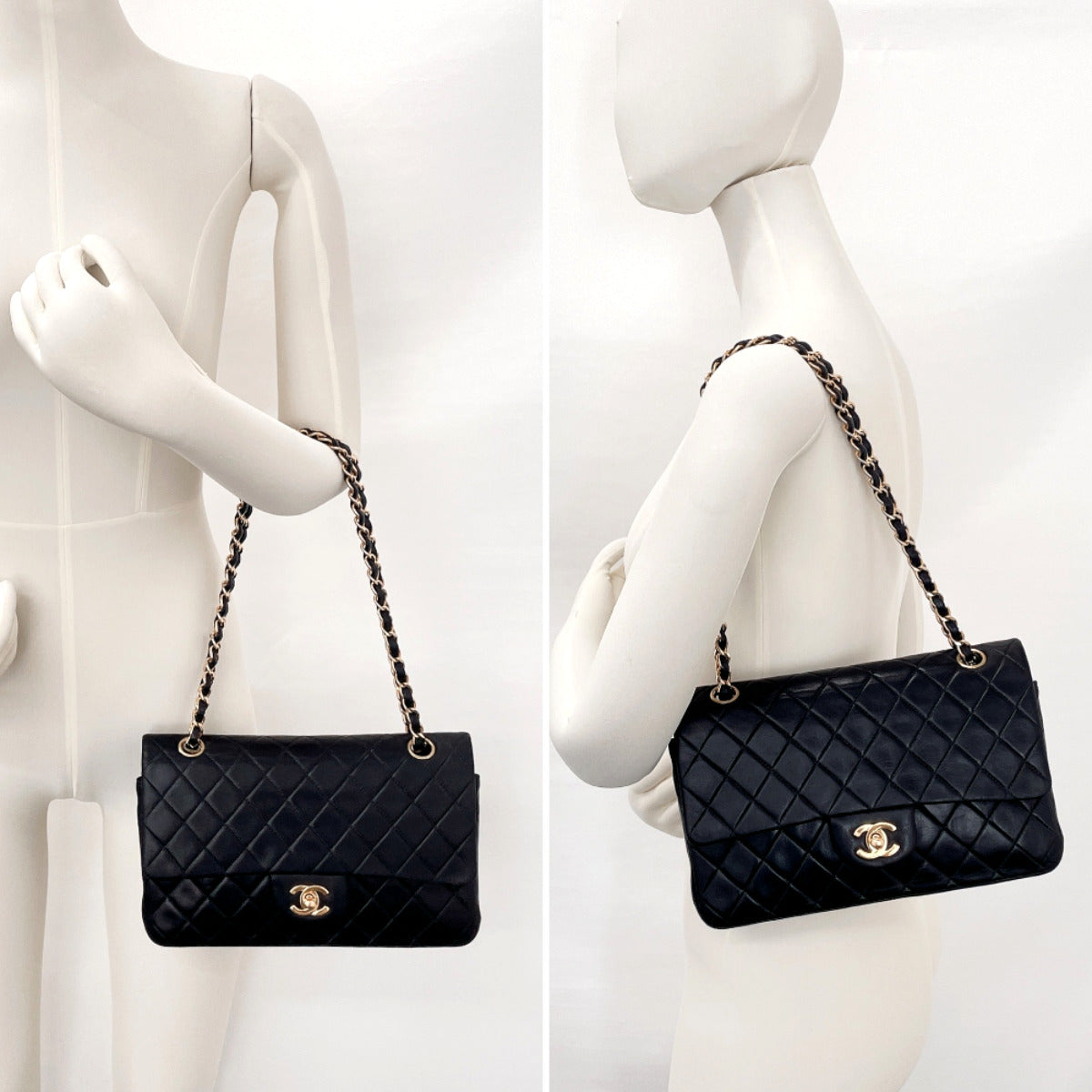 CHANEL Shoulder Bag lambskin black ChainShoulder Matrasse