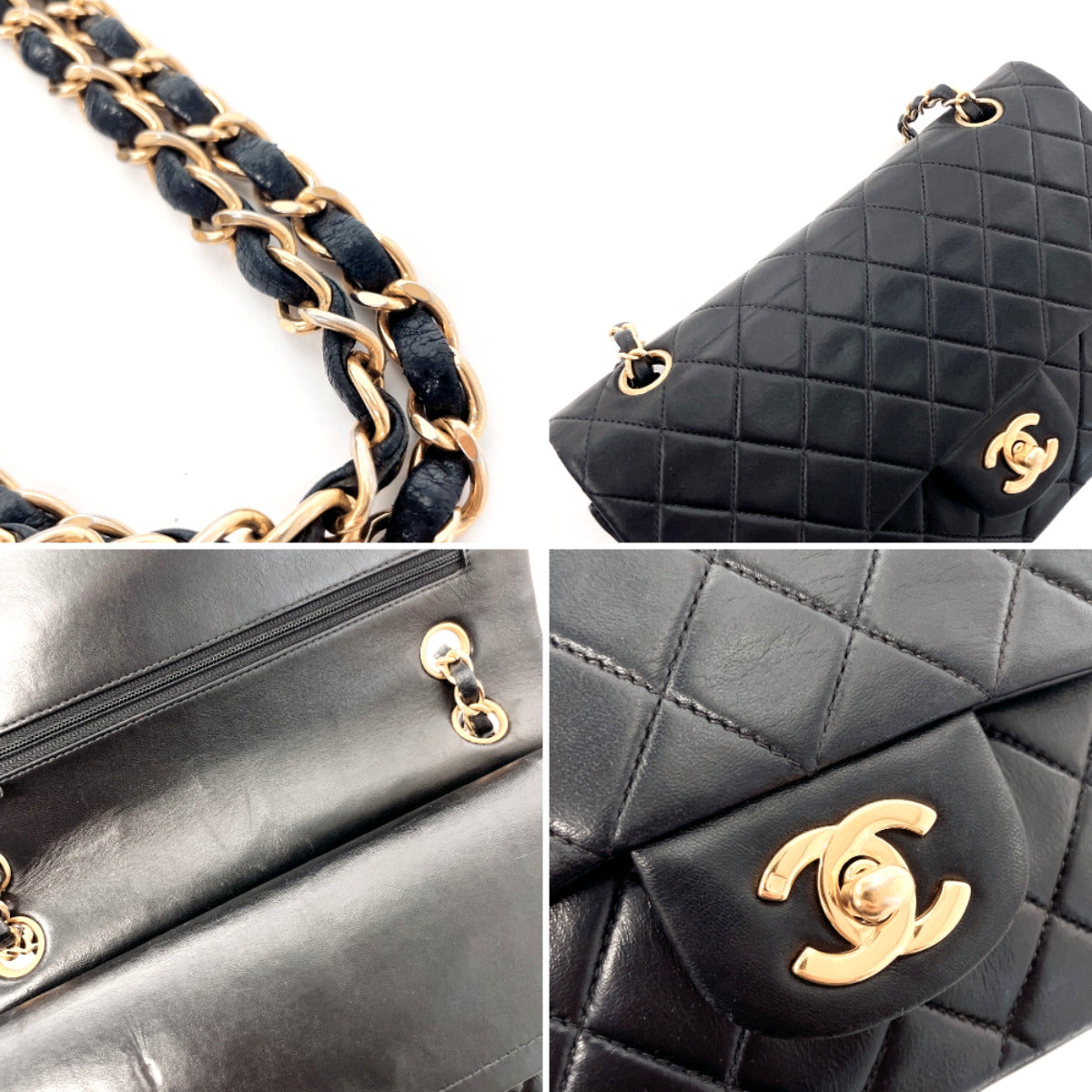 CHANEL Shoulder Bag lambskin black ChainShoulder Matrasse