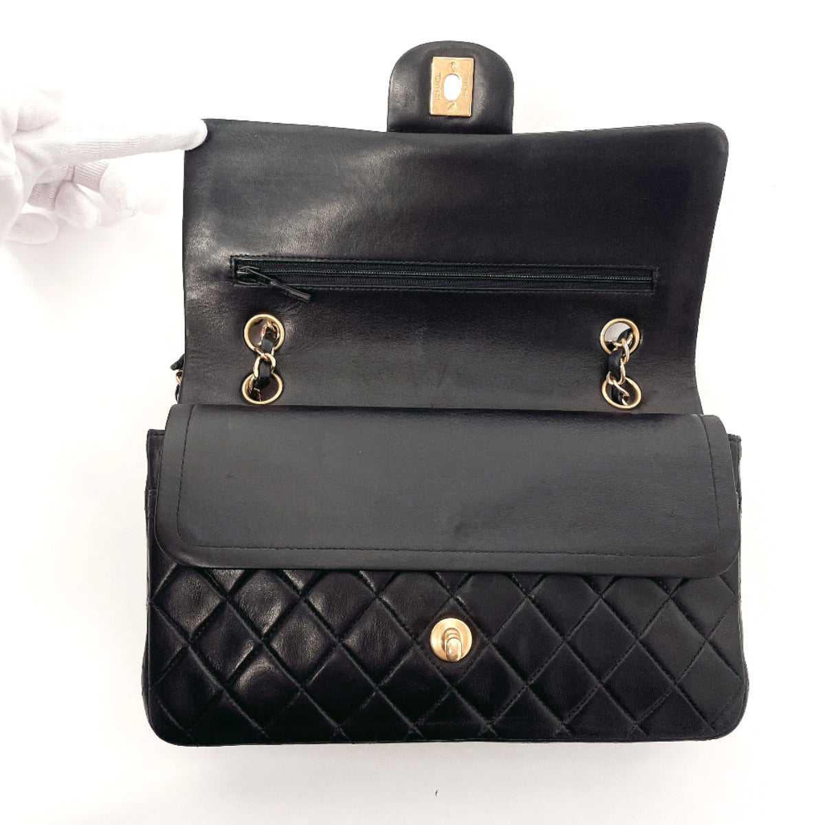 CHANEL Shoulder Bag lambskin black ChainShoulder Matrasse