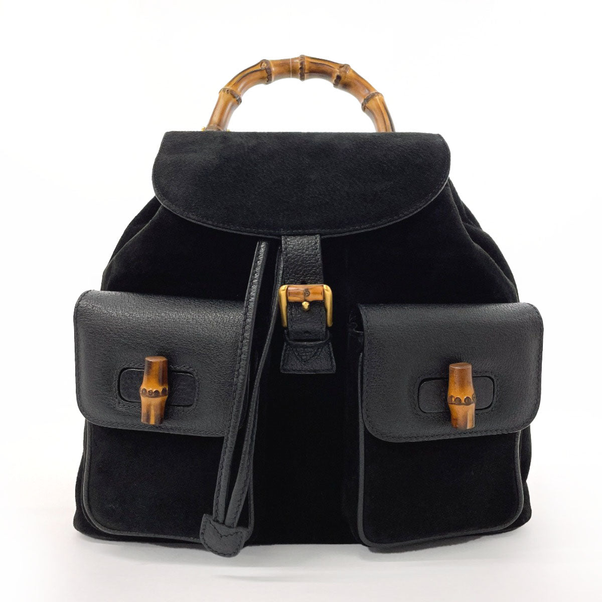 GUCCI Backpack 003・1998 Suede, Leather black Bamboo