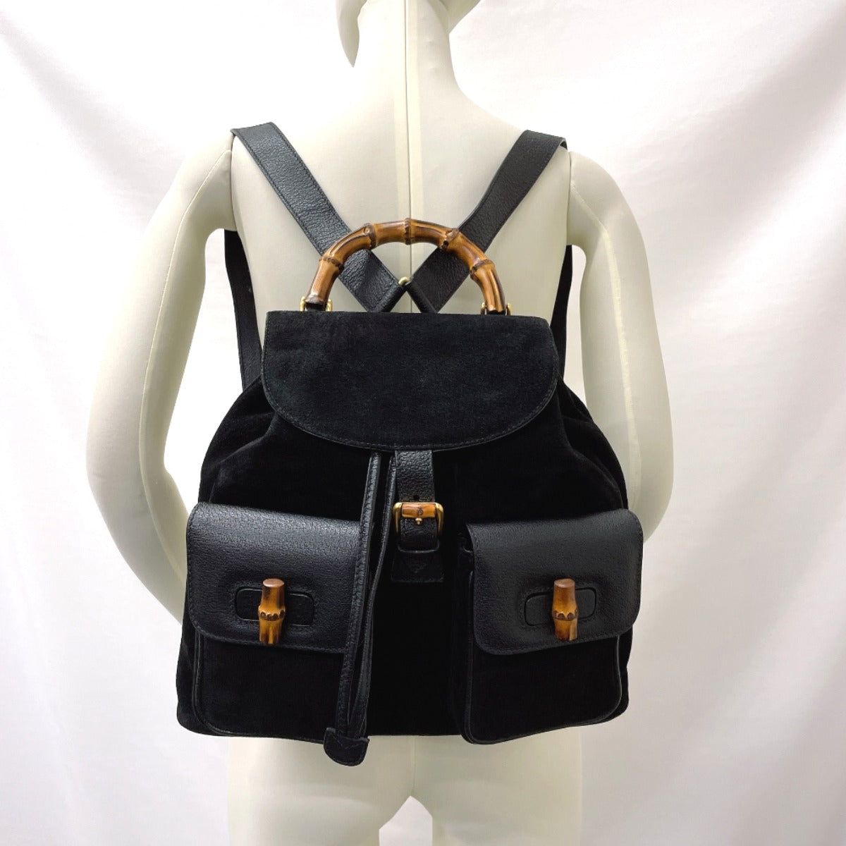 GUCCI Backpack 003・1998 Suede, Leather black Bamboo