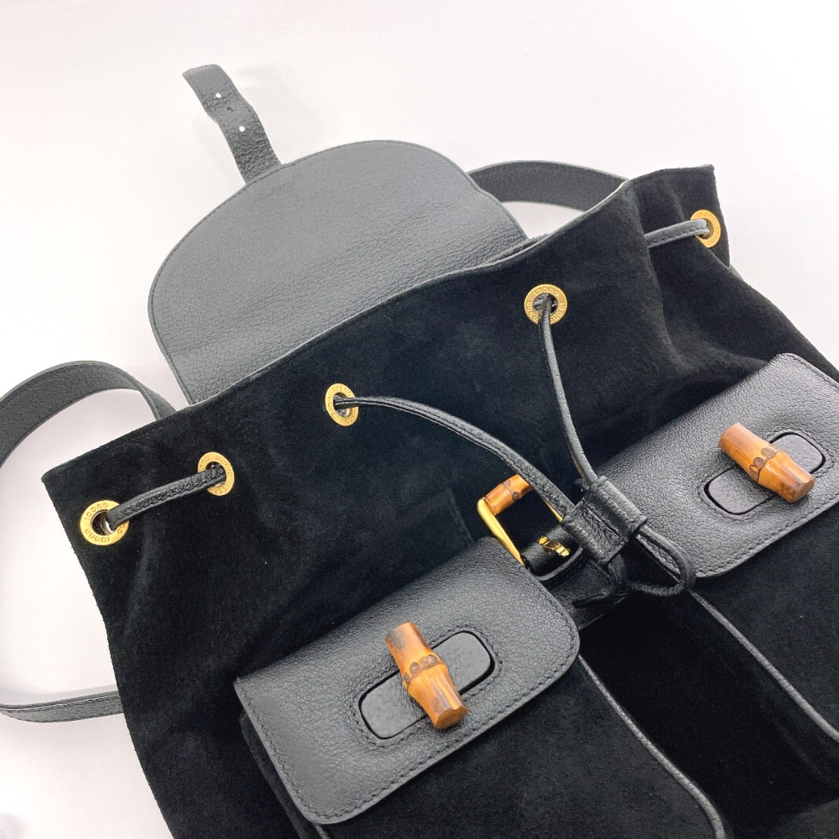 GUCCI Backpack 003・1998 Suede, Leather black Bamboo