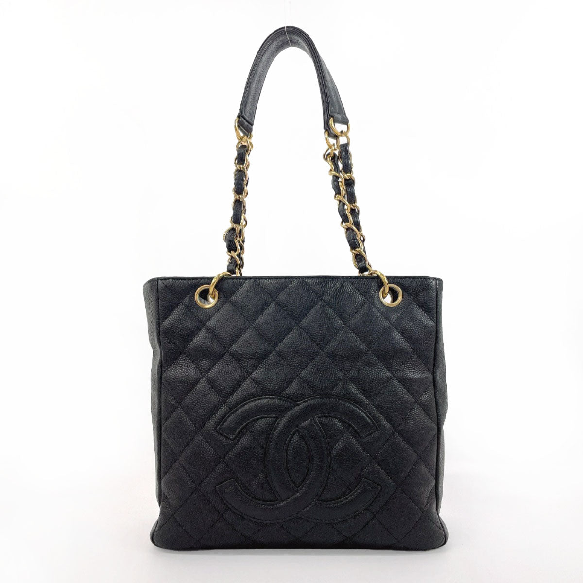 CHANEL Tote Bag Matt caviar skin black COCO Mark PST Matelasse