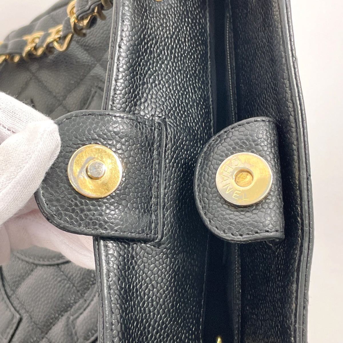 CHANEL Tote Bag Matt caviar skin black COCO Mark PST Matelasse
