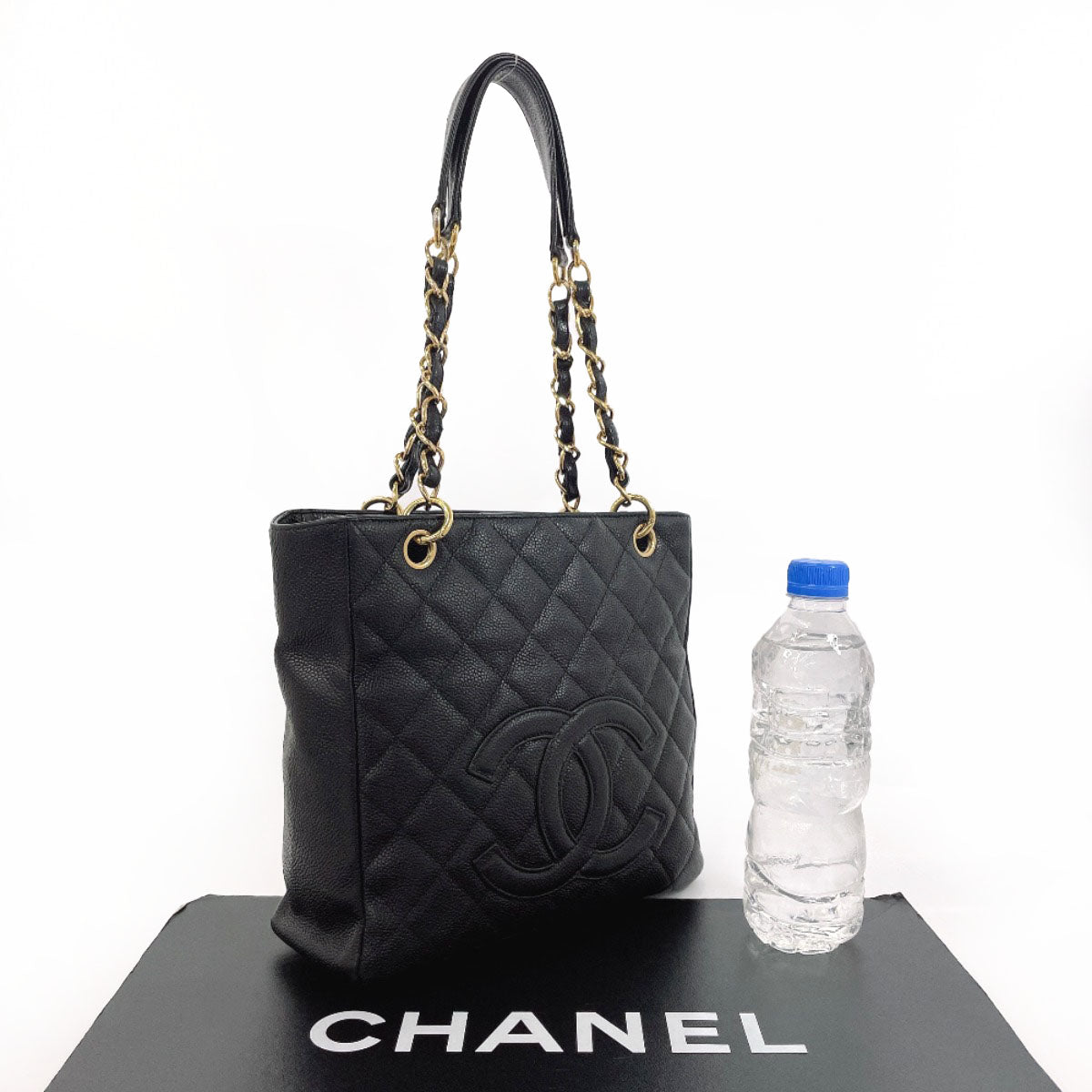 CHANEL Tote Bag Matt caviar skin black COCO Mark PST Matelasse