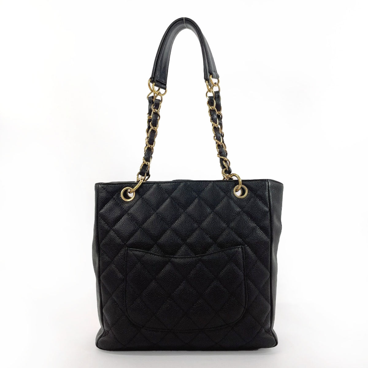 CHANEL Tote Bag Matt caviar skin black COCO Mark PST Matelasse
