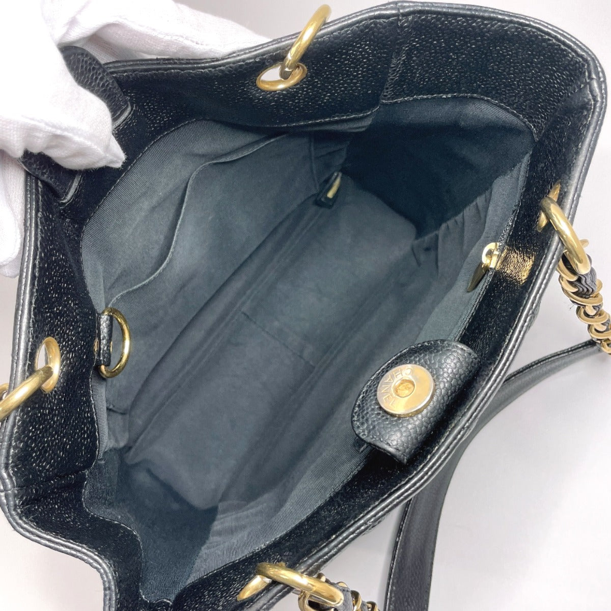 CHANEL Tote Bag Matt caviar skin black COCO Mark PST Matelasse