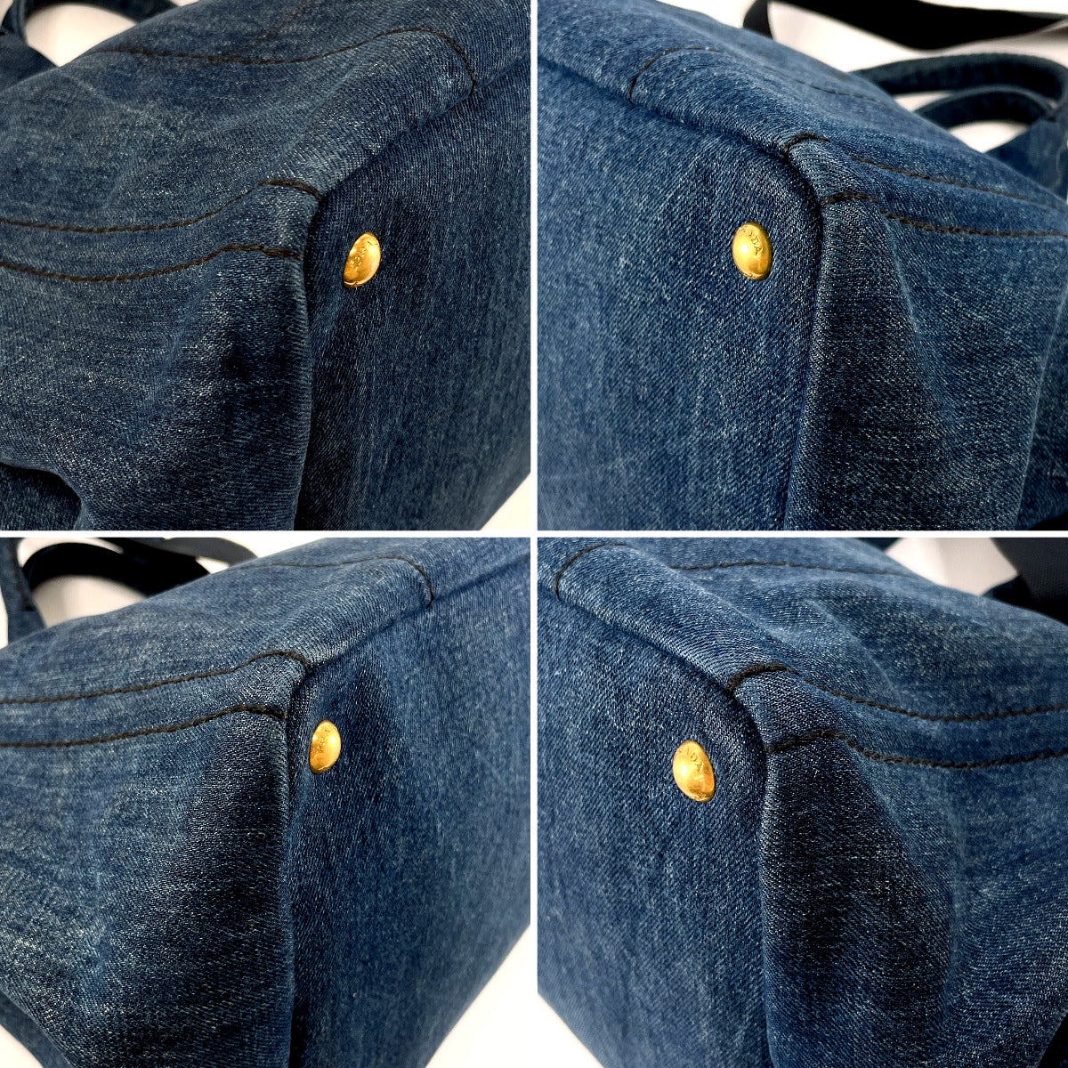 PRADA Tote Bag B2642B denim blue 2WAY Canapa M