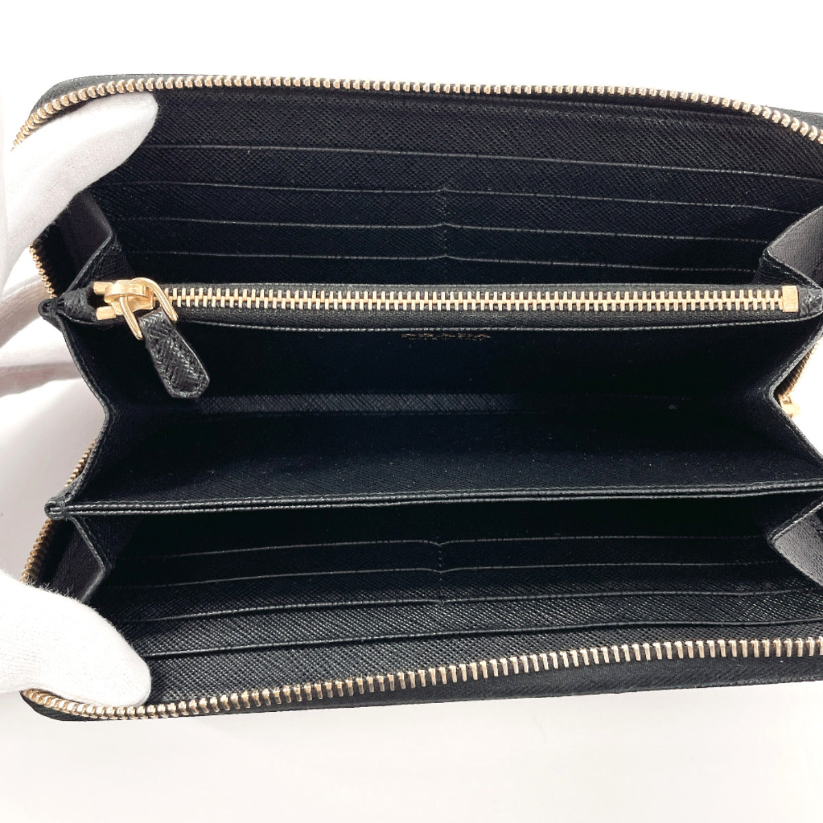PRADA Long Wallet Purse Safiano leather black