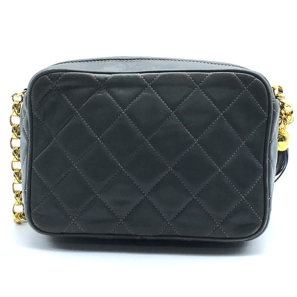CHANEL Shoulder Bag lambskin Gray type CC COCO Mark Matrasse Fringe