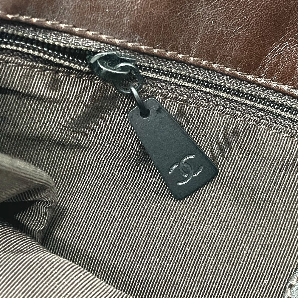 CHANEL Shoulder Bag lambskin Brown logo Sacosh