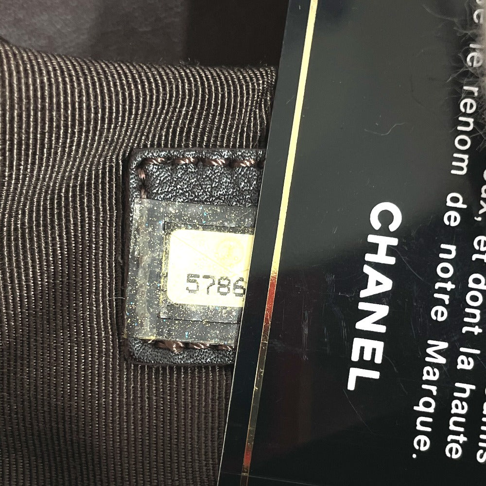 CHANEL Shoulder Bag lambskin Brown logo Sacosh
