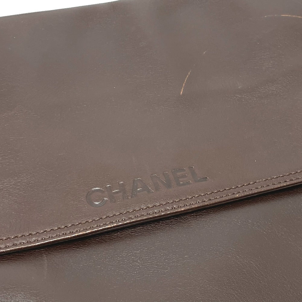 CHANEL Shoulder Bag lambskin Brown logo Sacosh