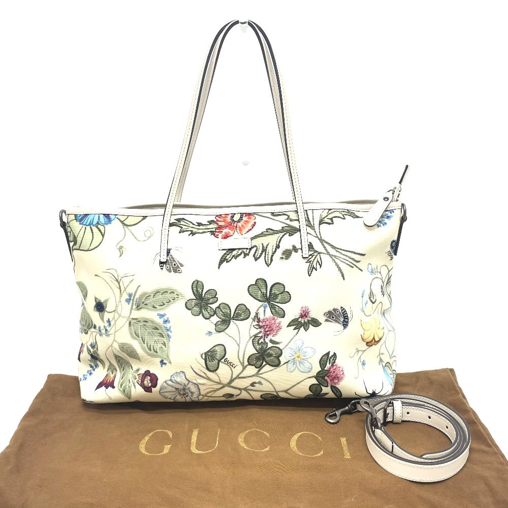 GUCCI Shoulder Bag 353437 Leather / PVC Ivoryx multicolor Flora floral pattern Kris knight