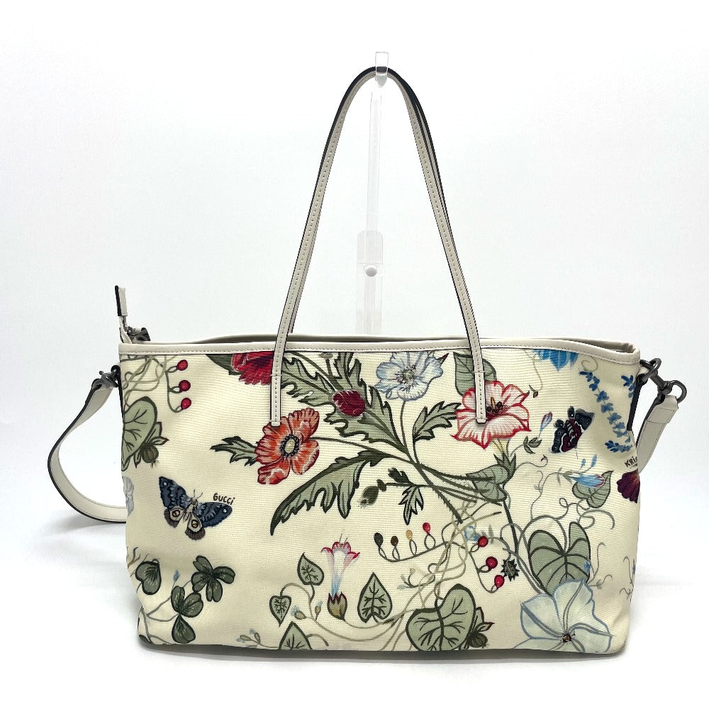 GUCCI Shoulder Bag 353437 Leather / PVC Ivoryx multicolor Flora floral pattern Kris knight