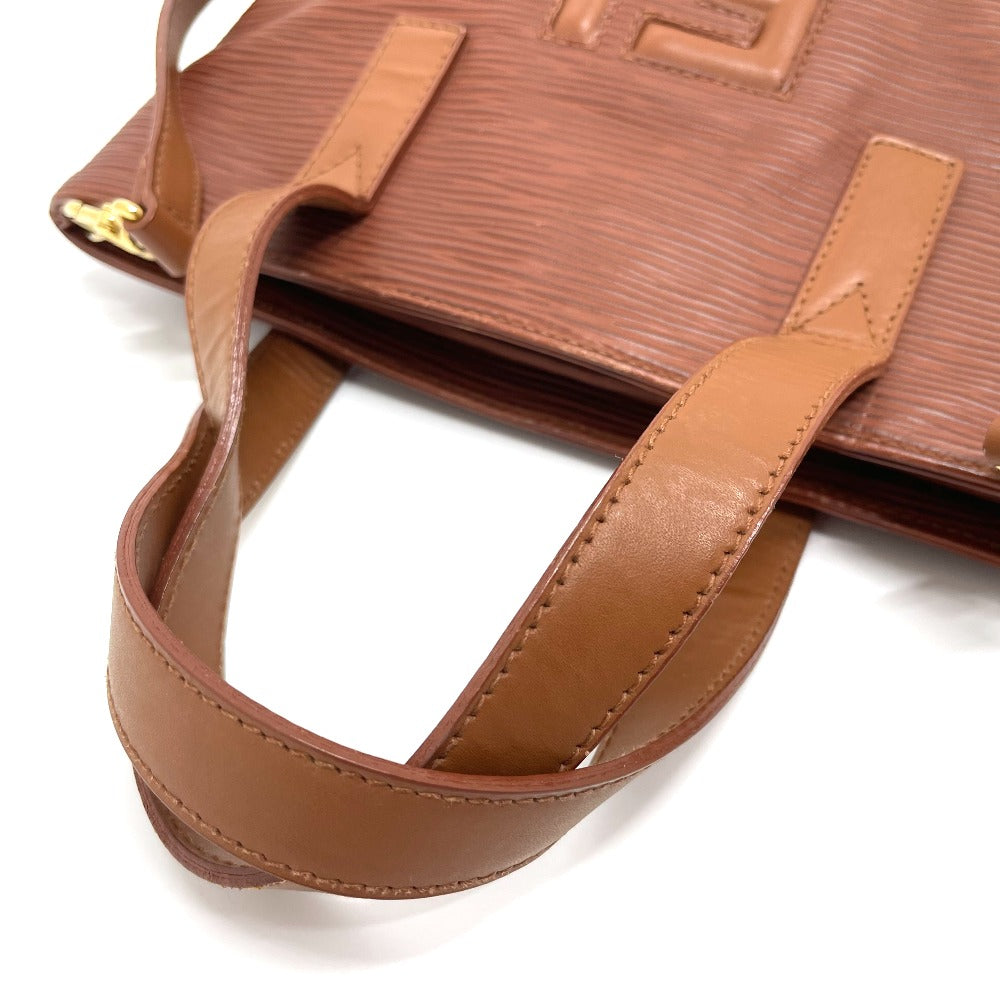 FENDI Handbag leather Brown FF logo Handbag