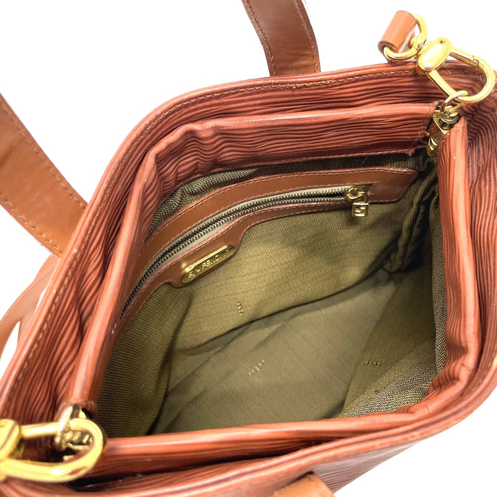 FENDI Handbag leather Brown FF logo Handbag