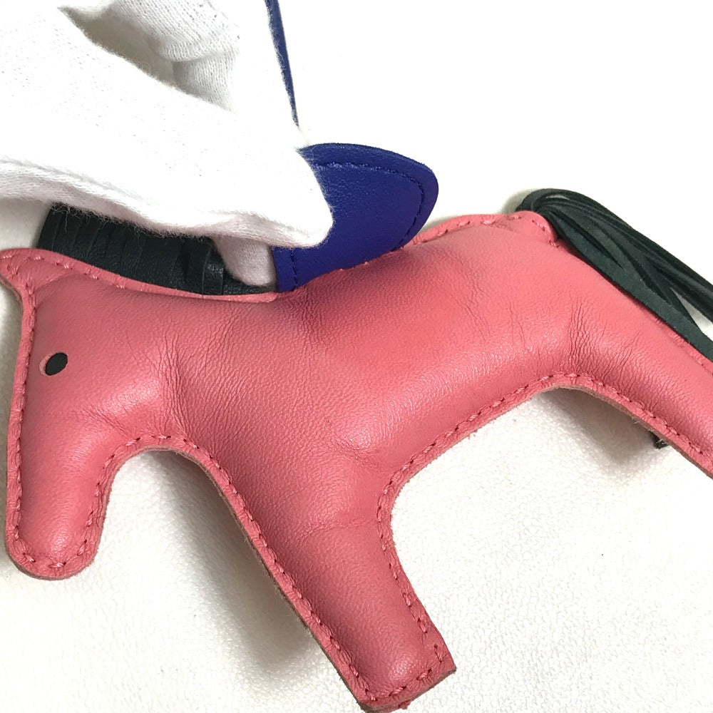 HERMES Bag charm Anyo Miro pink x blue x gray Horse horse Rodeo Charm MM Women Used Authentic