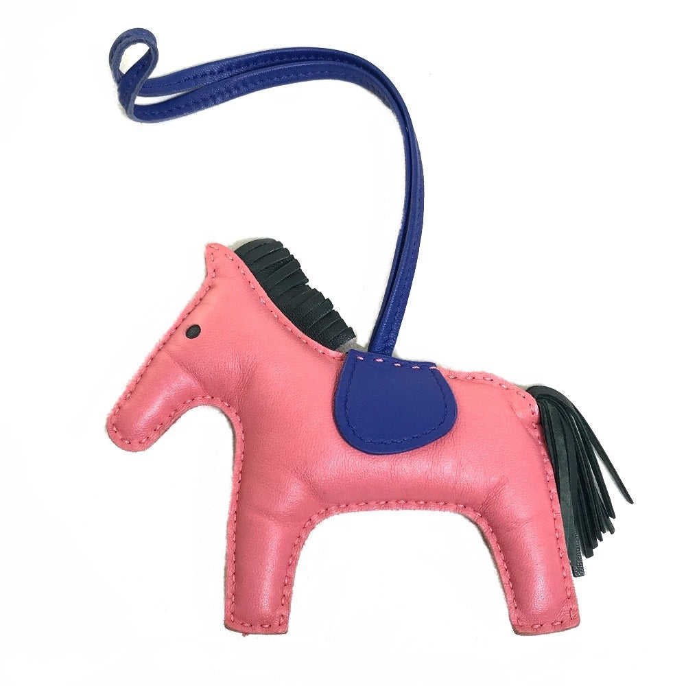 HERMES Bag charm Anyo Miro pink x blue x gray Horse horse Rodeo Charm MM Women Used Authentic