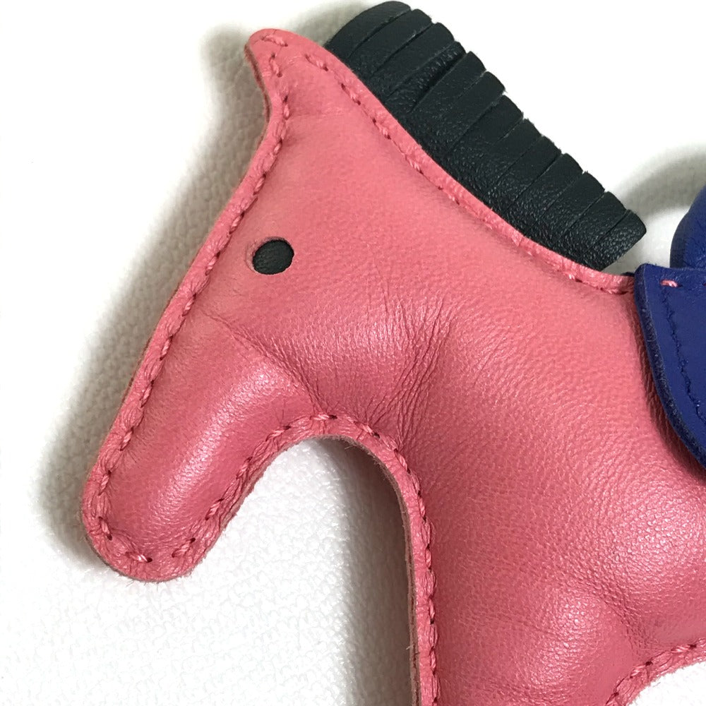 HERMES Bag charm Anyo Miro pink x blue x gray Horse horse Rodeo Charm MM Women Used Authentic