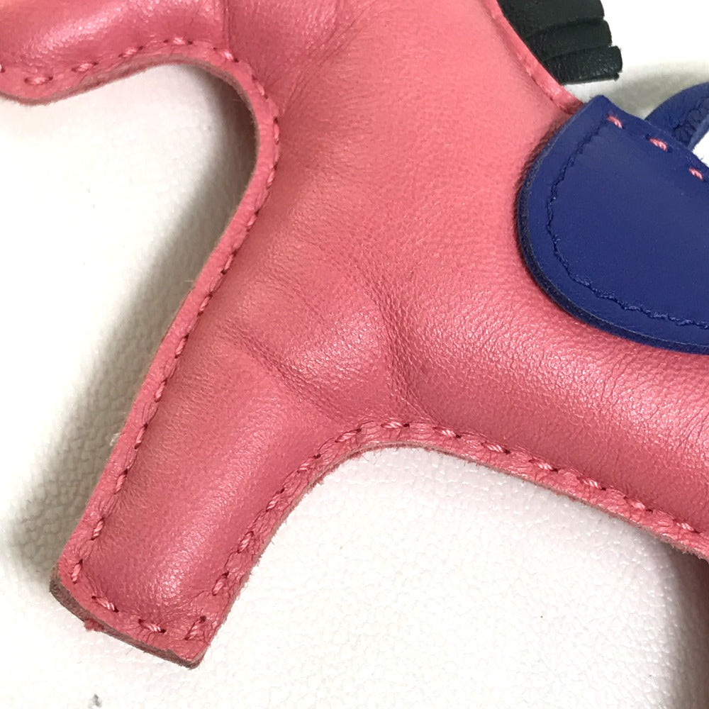 HERMES Bag charm Anyo Miro pink x blue x gray Horse horse Rodeo Charm MM Women Used Authentic